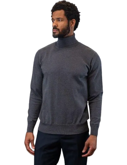 Men's Charcoal Turtleneck Long Sleeves Sweaters Light Blend Regular-Fit