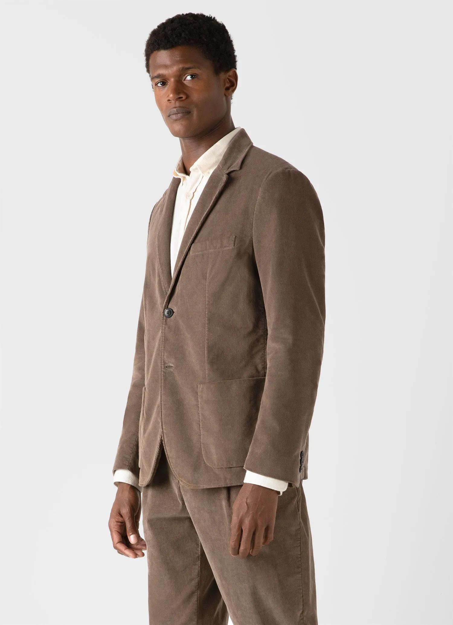 Men's Fine Corduroy Blazer in Dark Stone