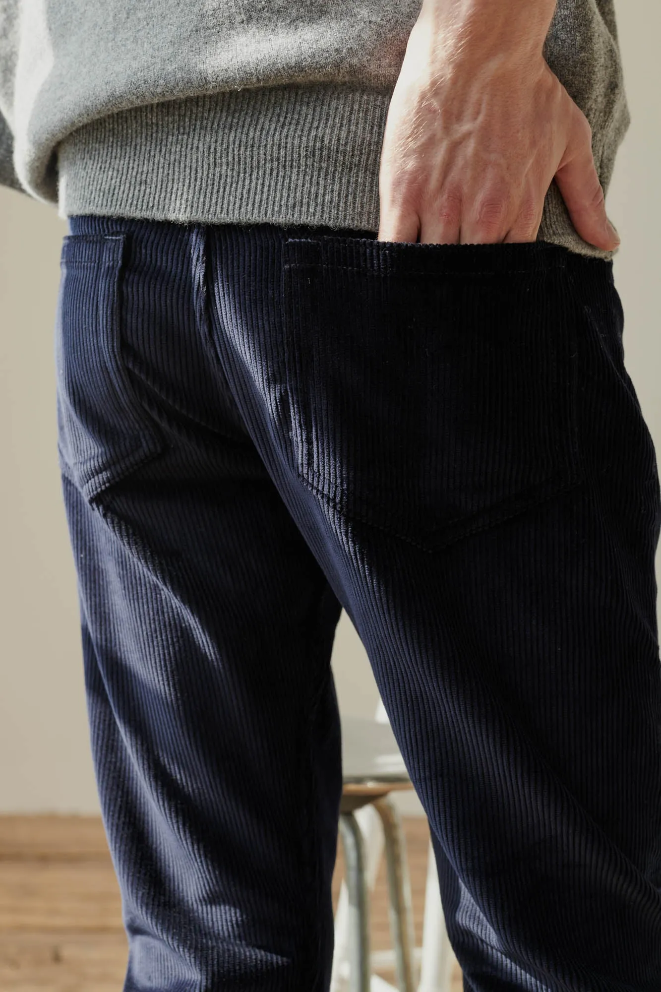 Men's Five Pocket Cord Trouser - Navy