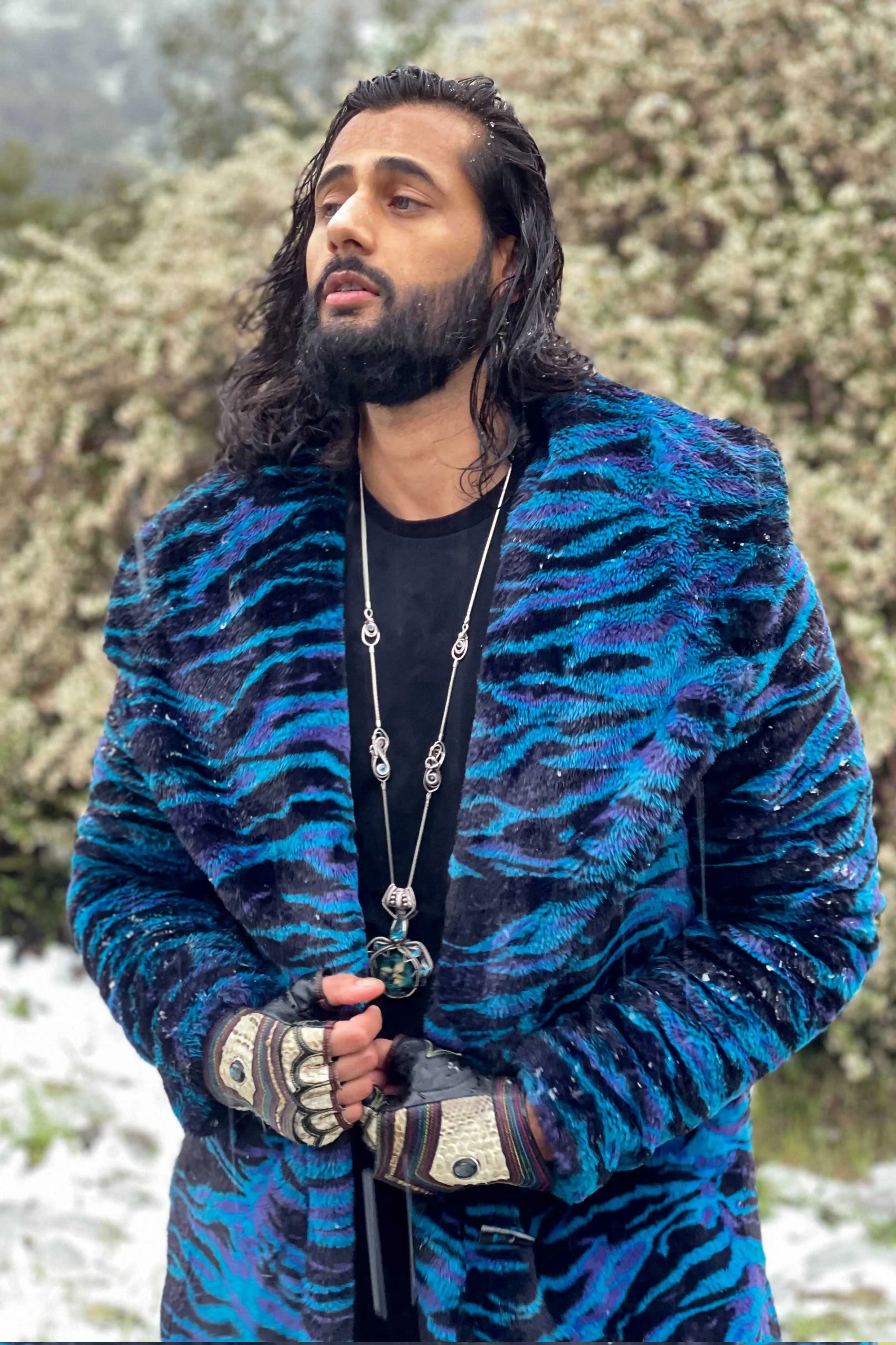 Men's Long Cozy Coat in "Electric Tiger"