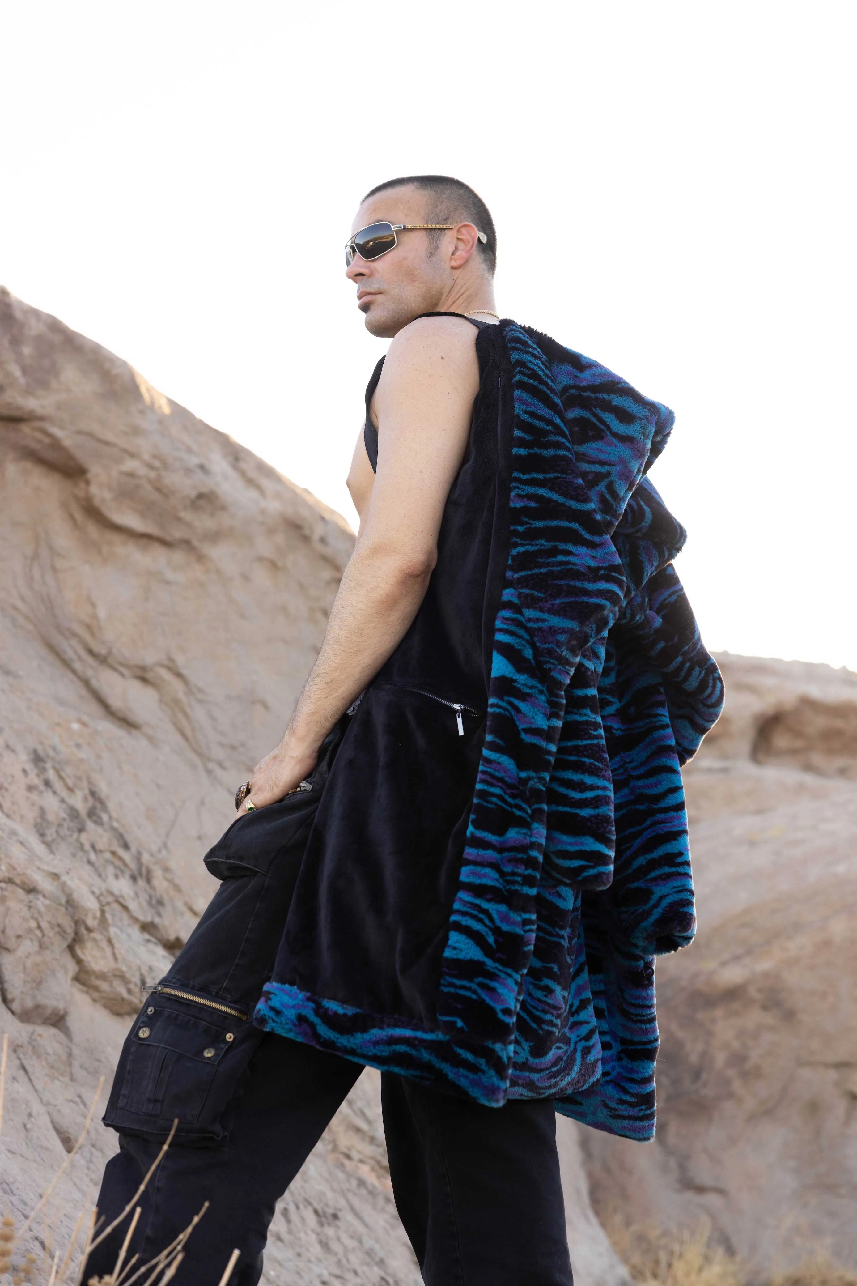 Men's Long Cozy Coat in "Electric Tiger"