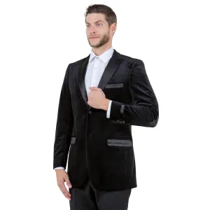 Men's Modern Fit Velvet Blazer w/ Elbow Patch