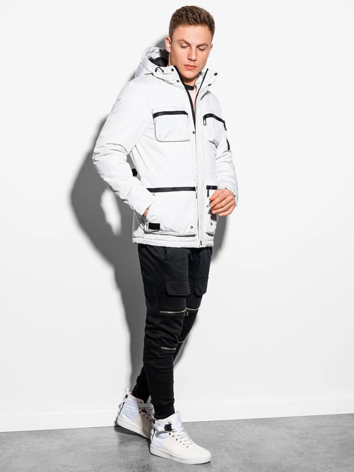 Men'S Winter Quilted Jacket Bohater White