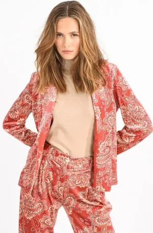 Paisley Velvet Blazer in Terracotta