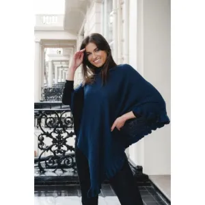 Park Lane Lara Cashmere Mix Poncho in French Navy