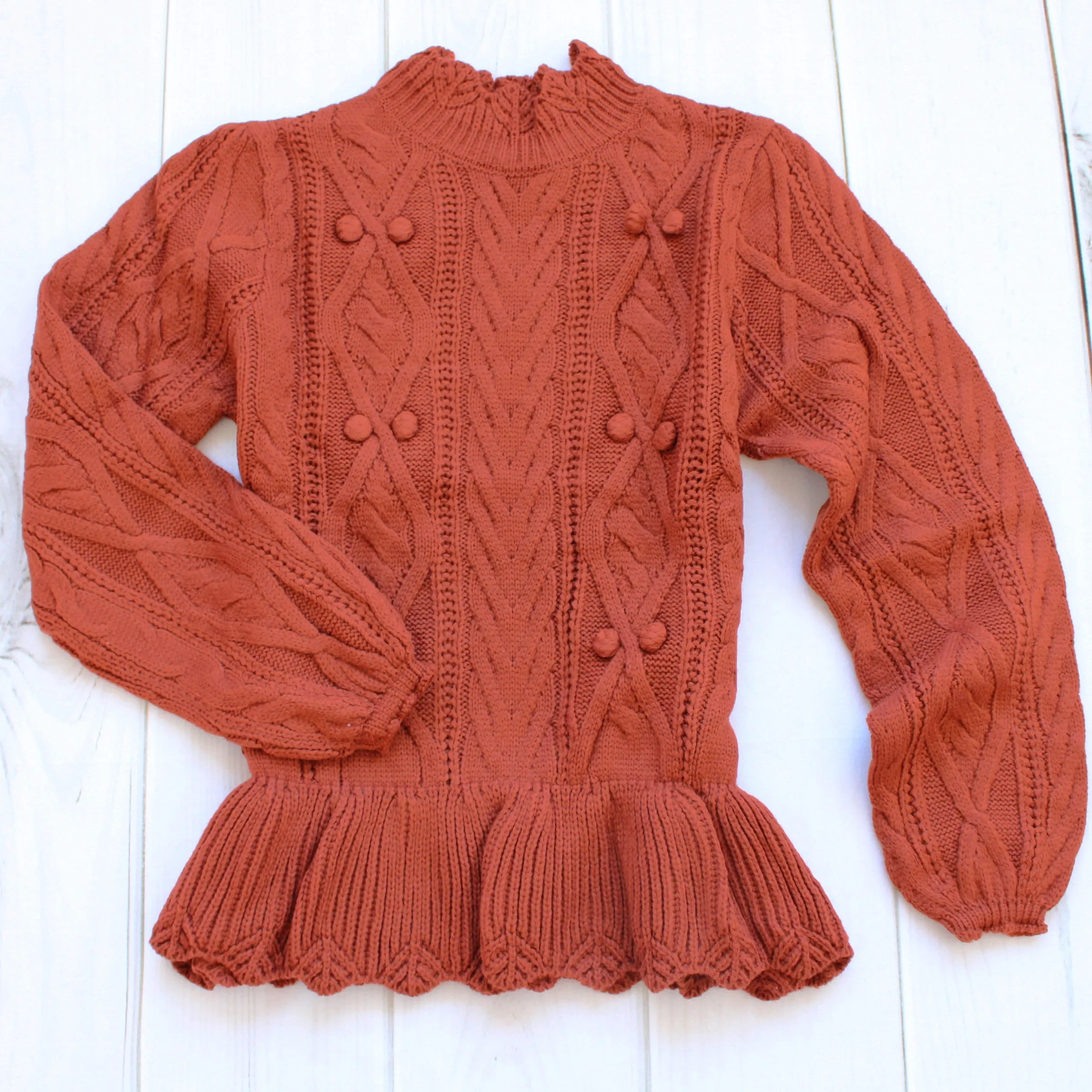 Parker Cable Knit Peplum Sweater