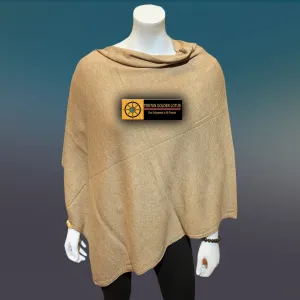 Peanut Tibetan Golden Lotus Boat Neck Cashmere Poncho