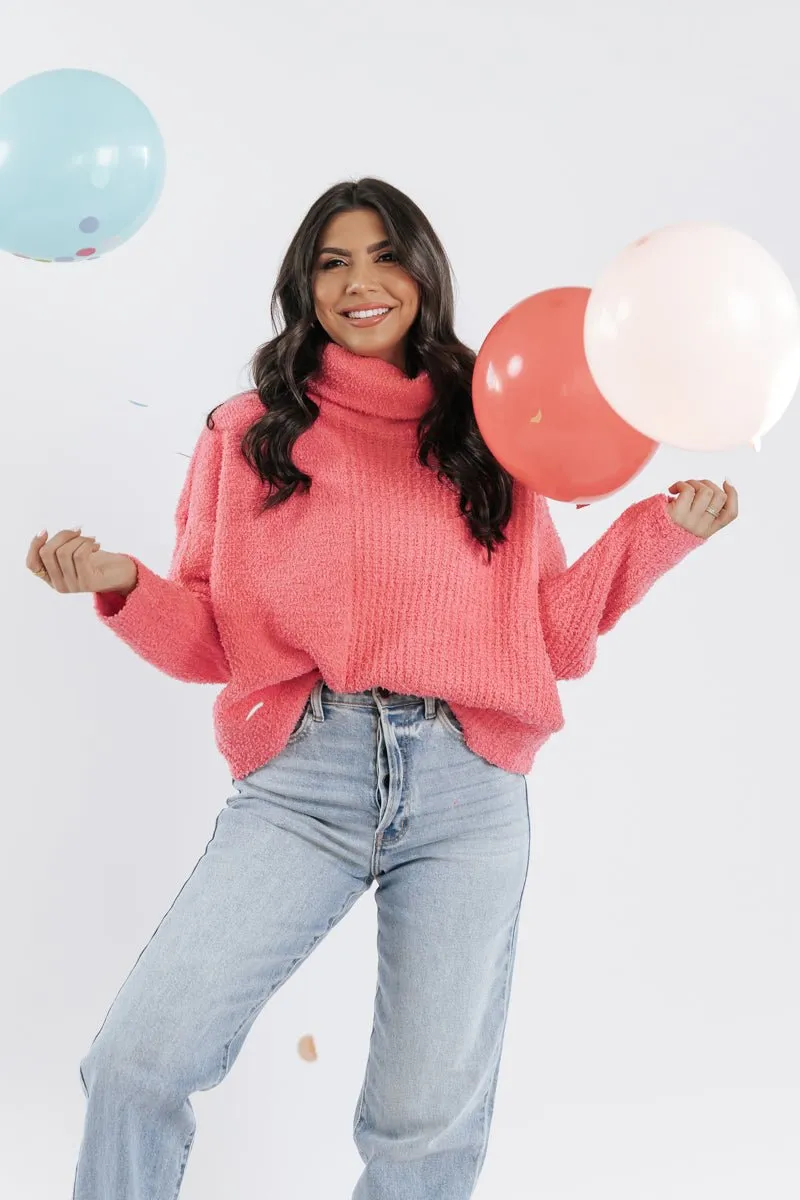 Pink Long Sleeve Turtleneck Sweater - FINAL SALE