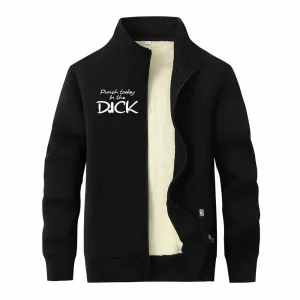 Punch Today In The Dick Stand Collar Zip Fleece Cardigan