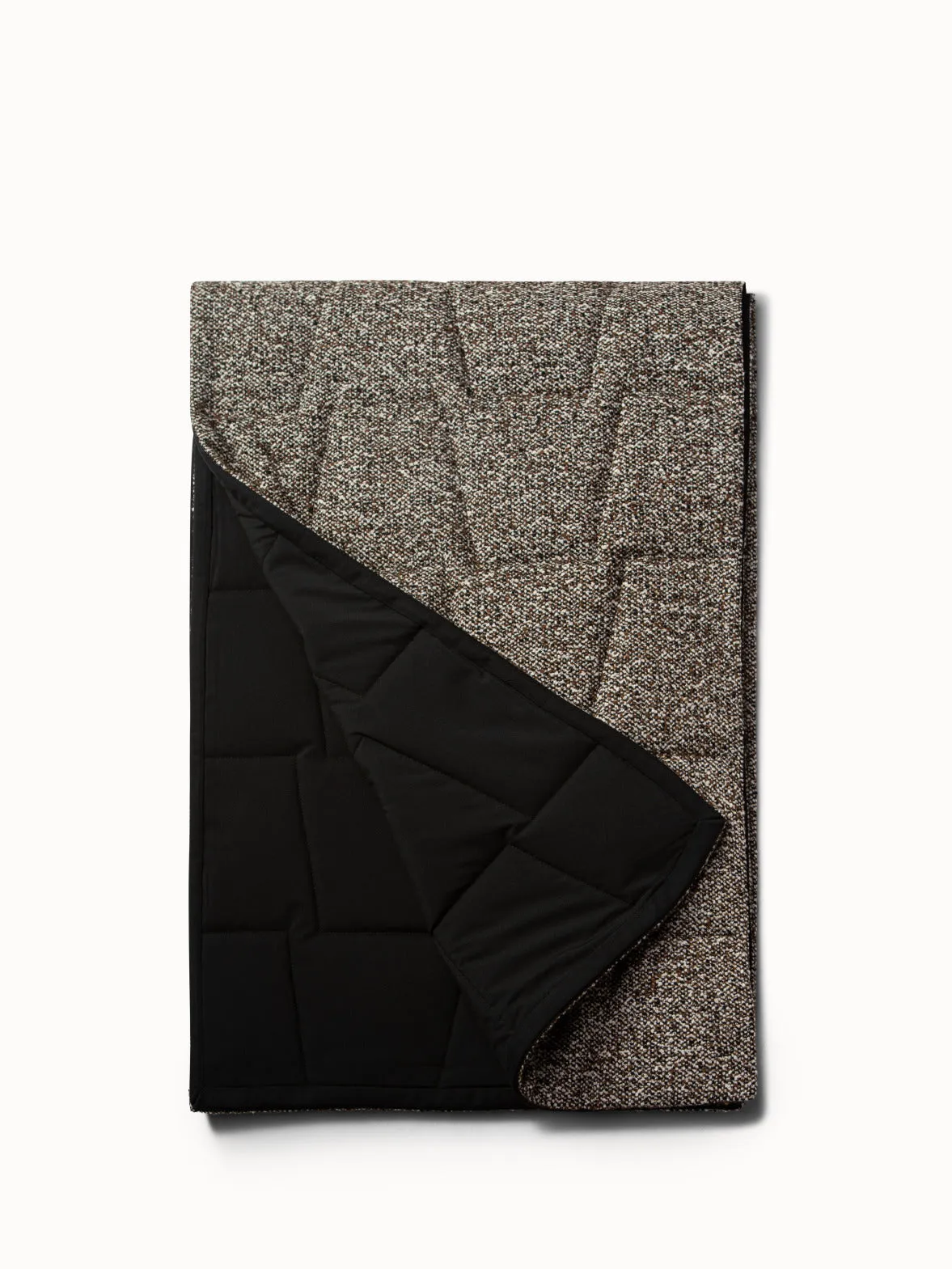 Quilted Trapezoid Scarf in Wool Tweed Bouclé and Techno Fabric