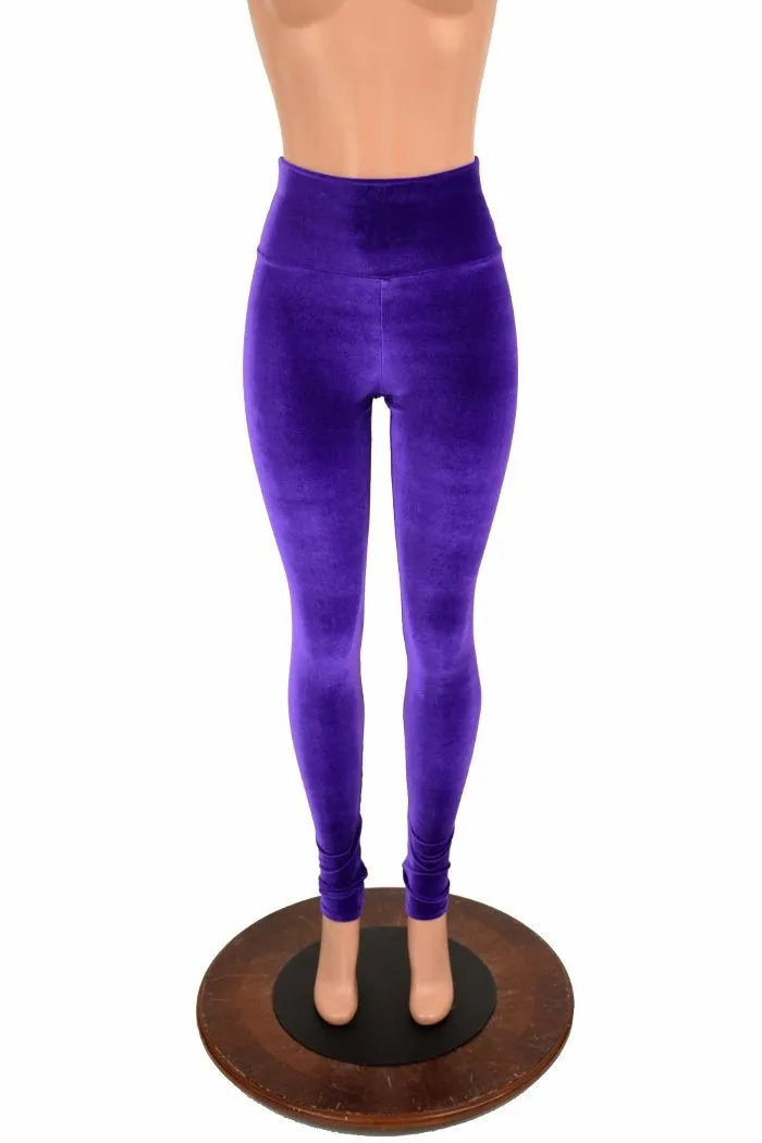 Ready to Ship Purple Velvet High Waist Leggings 3XL