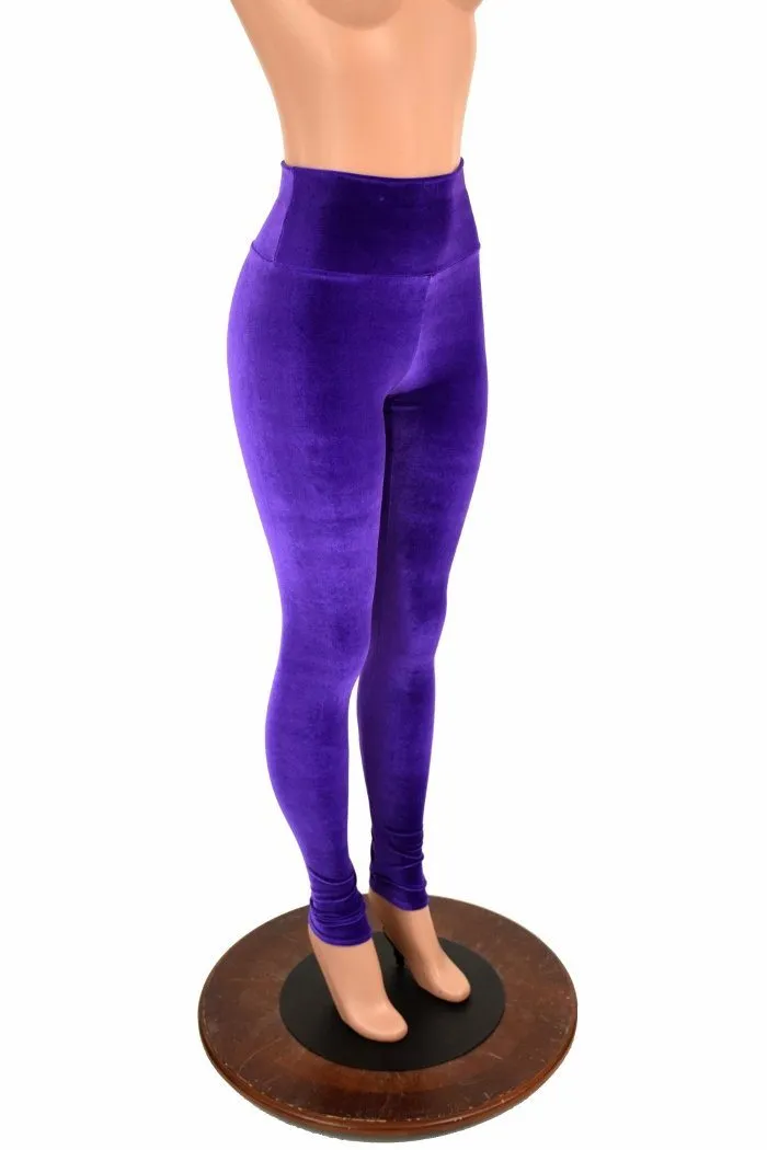 Ready to Ship Purple Velvet High Waist Leggings 3XL