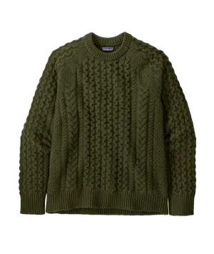 Recycled Wool-Blend Cable-Knit Crewneck Sweater