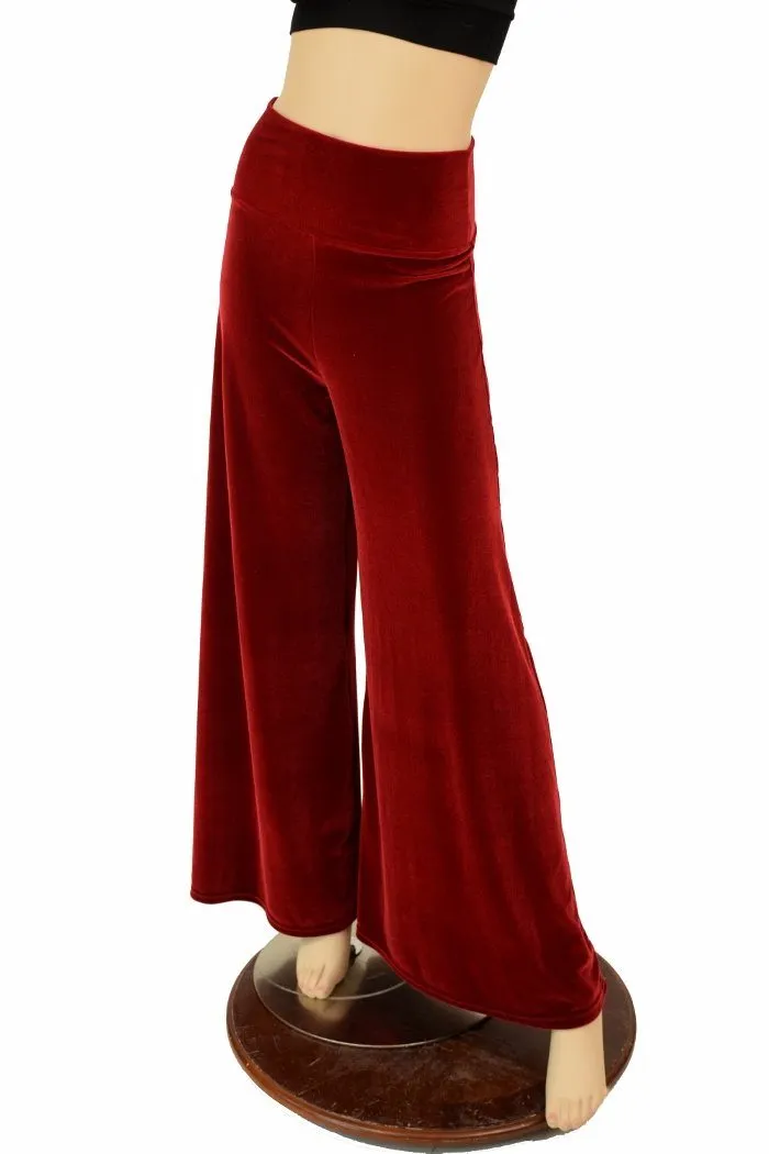 Red Velvet Wide Leg Pants