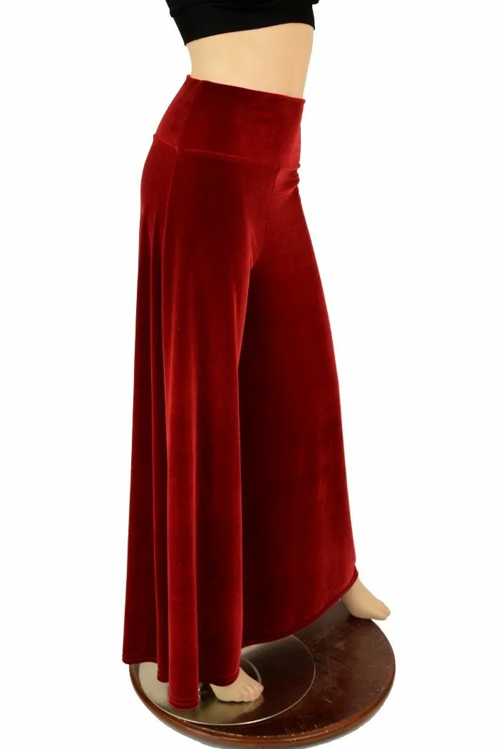 Red Velvet Wide Leg Pants