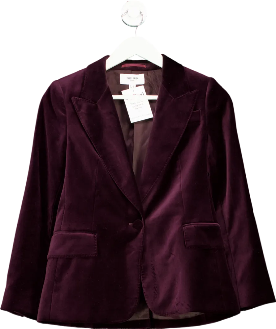 REISS Purple Yasmin 100% Cotton Velvet Blazer Petite UK 6