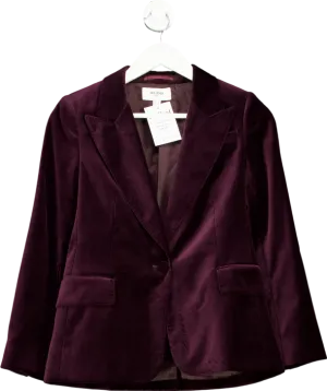 REISS Purple Yasmin 100% Cotton Velvet Blazer Petite UK 6