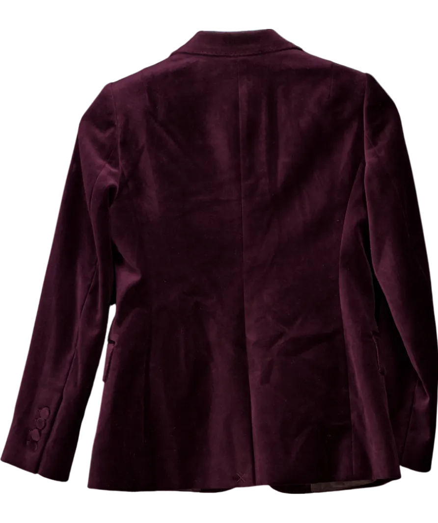 REISS Purple Yasmin 100% Cotton Velvet Blazer Petite UK 6