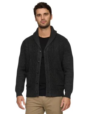 RHINELAND FLEECE-LINED SHAWL COLLAR CARDIGAN