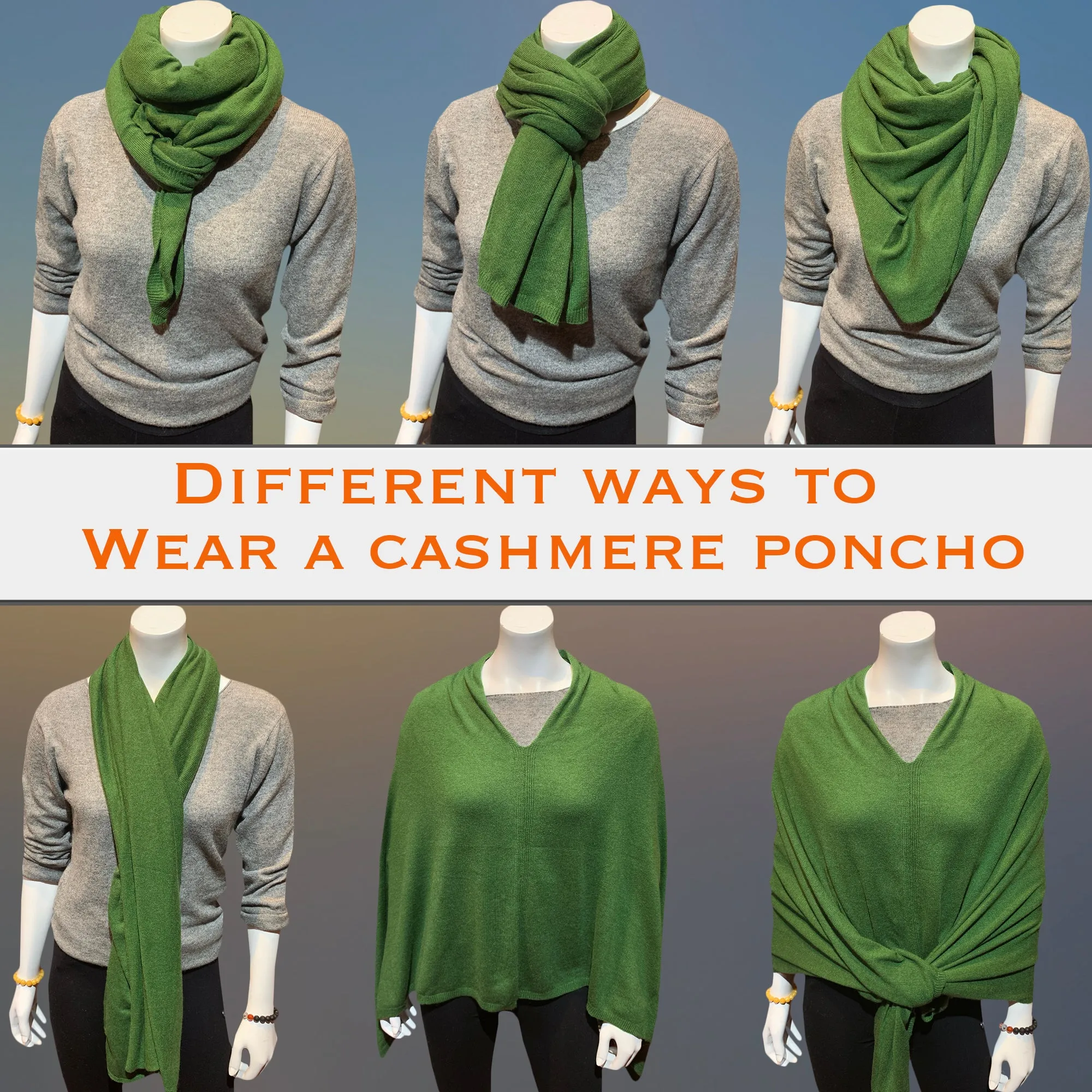 Rich Dark Green Boat Neck Cashmere Poncho