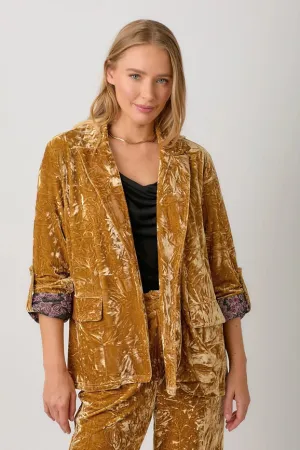 Rolled Sleeve Velvet Blazer Scotch Gold