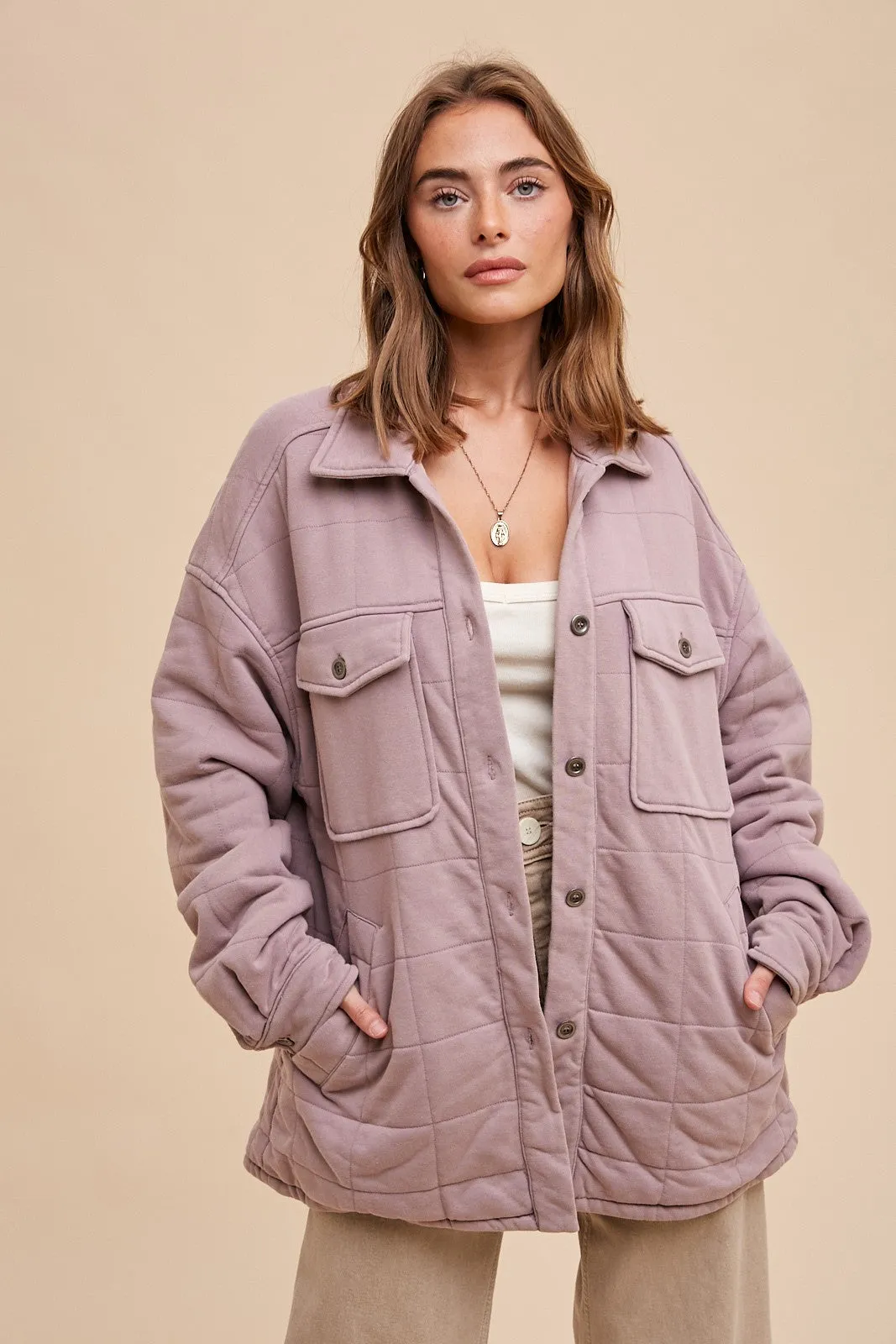 Ryah Oversized Quilted Button Down Jacket