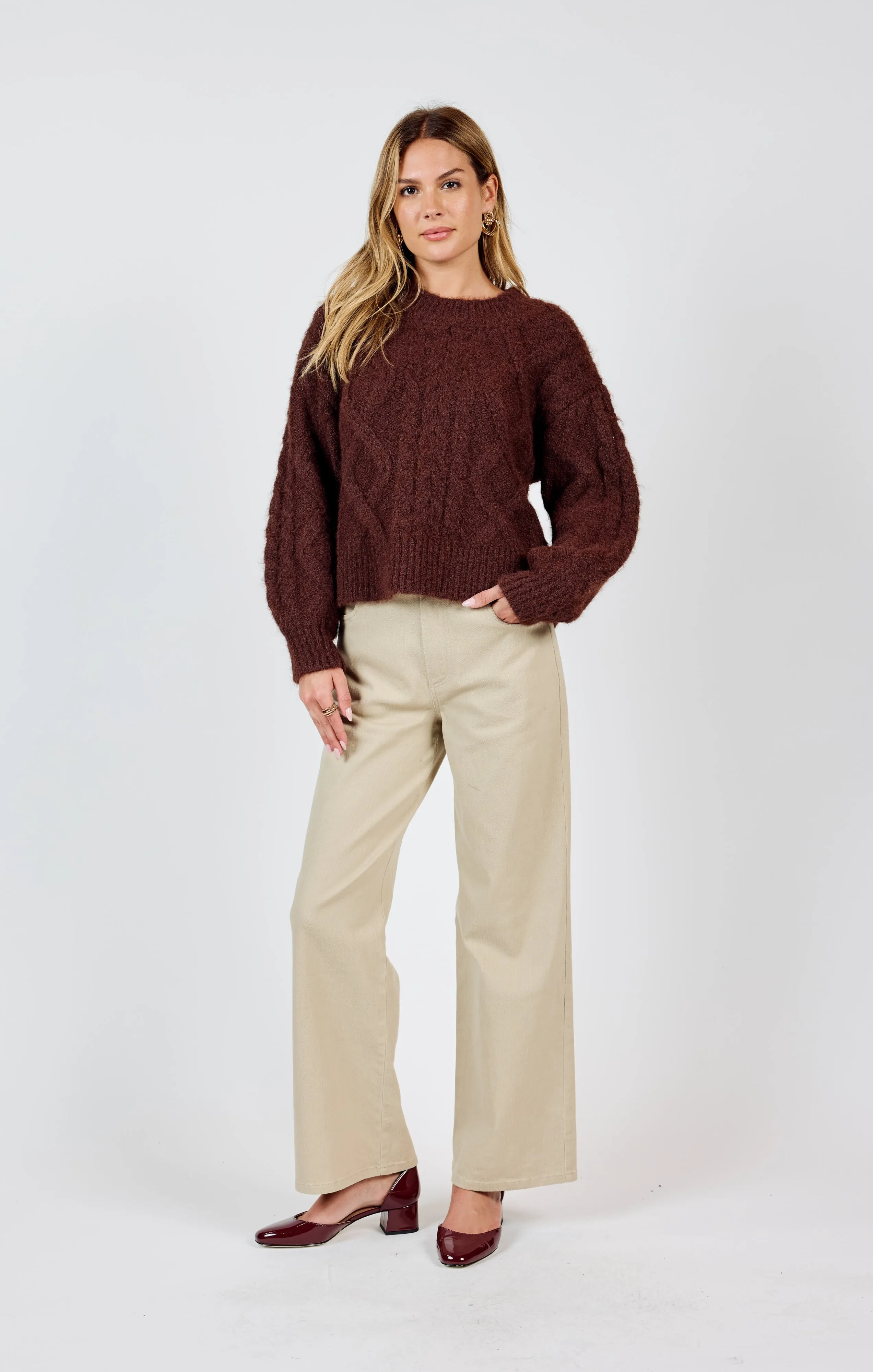 Sadie & Sage Join Hands Cable Knit Sweater