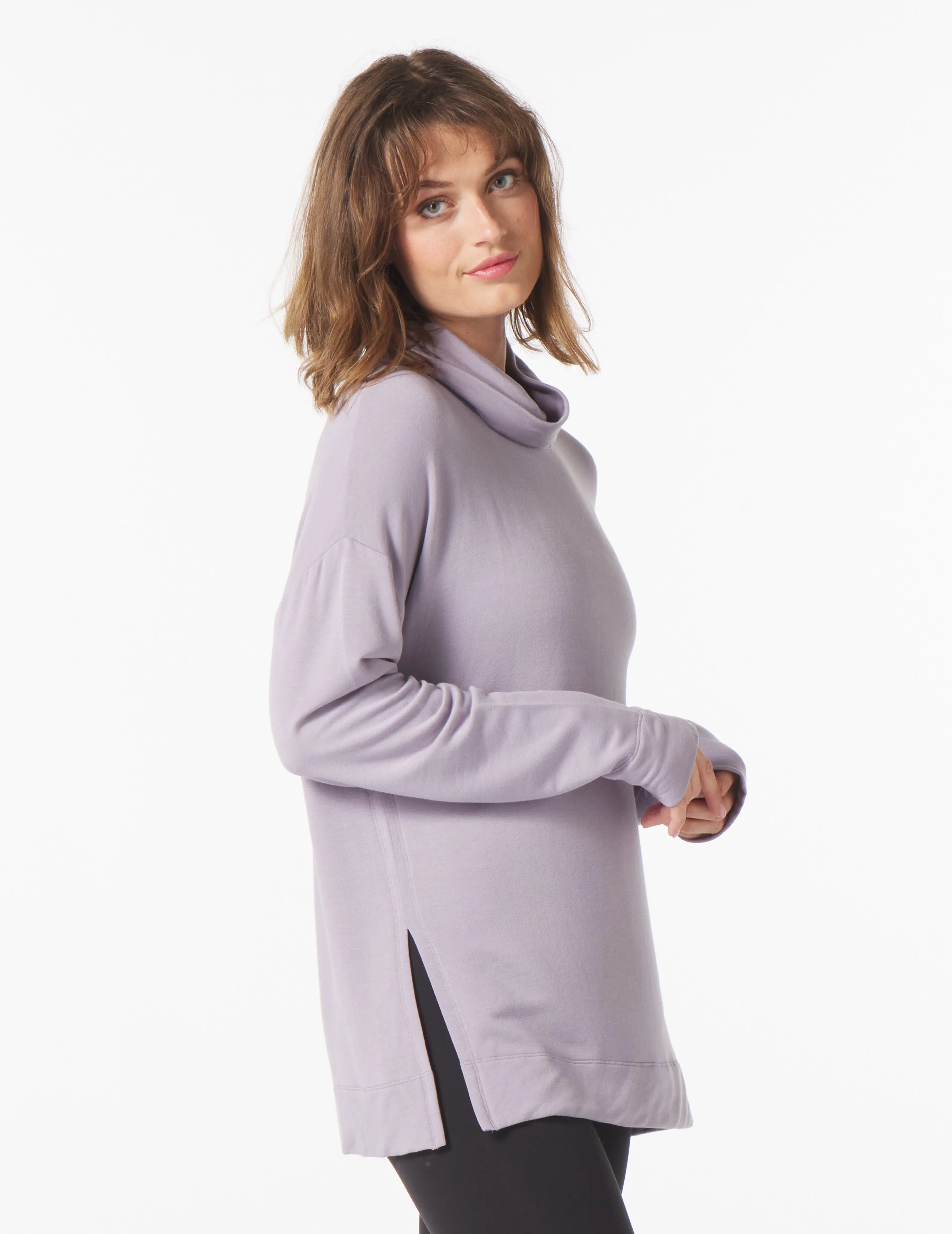 Scarf Neck Tunic: Dusty Lavender