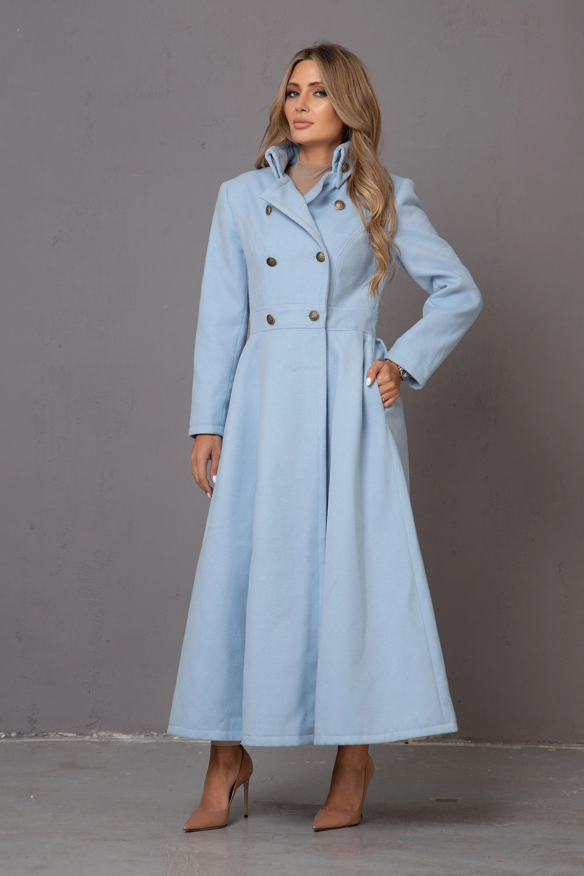 SKIRTED HIGH COLLARED COAT