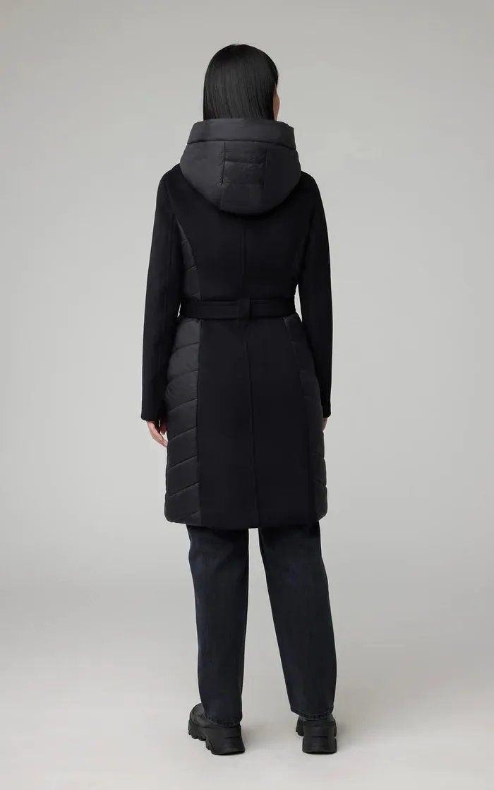 SOIA&KYO ADELINE - Slim-Fit Mixed Media Wool Coat With Removable Bib & Hood