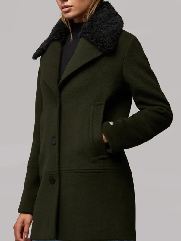 SOIA&KYO ADREANNA - Shearling Collar Wool Coat - FINAL SALE