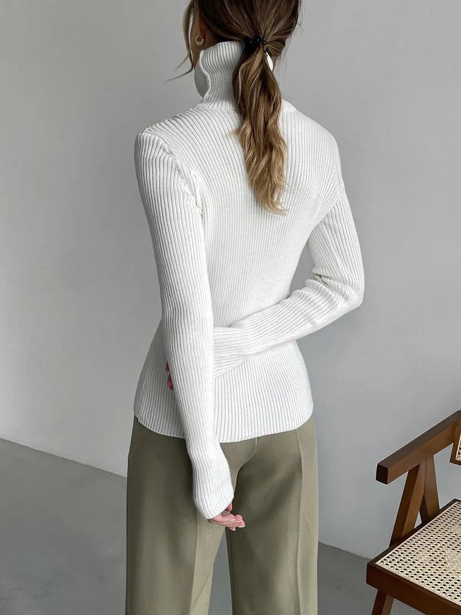 Solid Color Turtleneck Bodycon Sweater