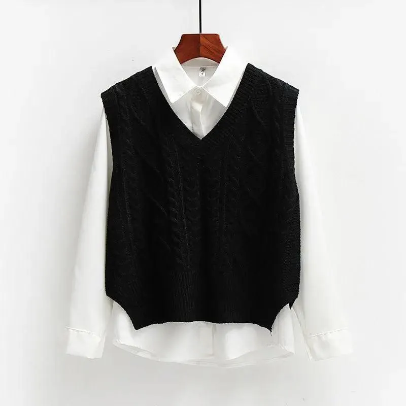 Solid Short Trendy Korean Knitted Vest