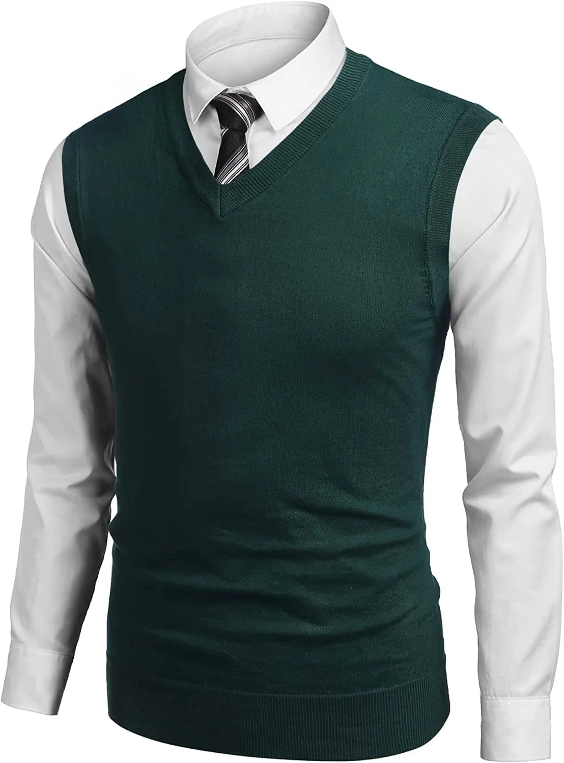 Solid V-Neck Sleeveless Knitted Vest (US Only)