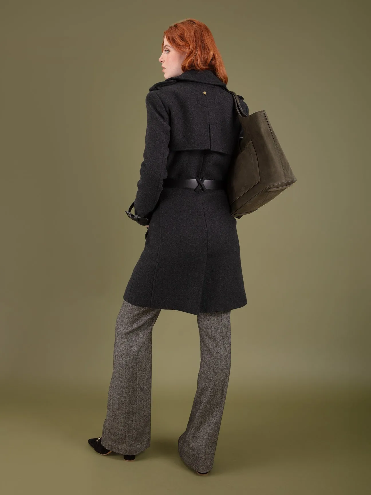 Sophia Wool Trench Coat Charcoal