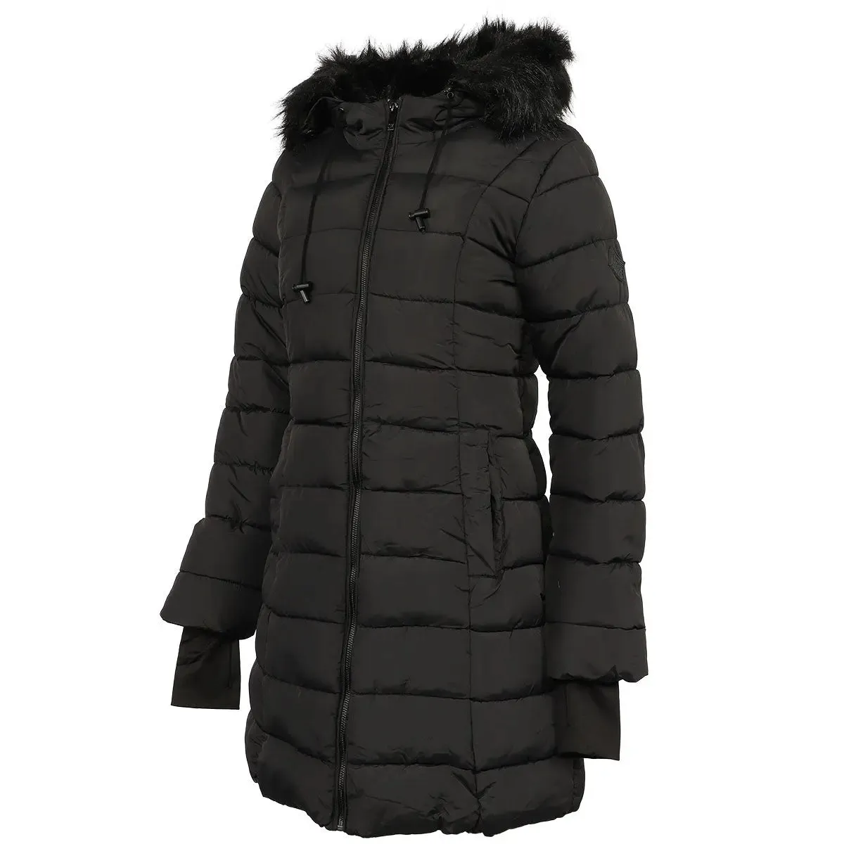 Steve Madden Women's Jacket with Faux Fur Hood