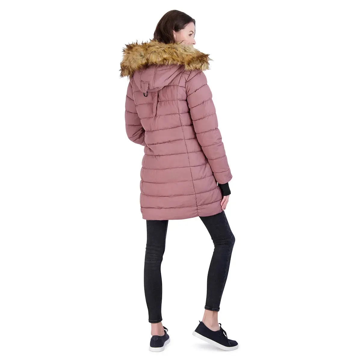 Steve Madden Women's Jacket with Faux Fur Hood