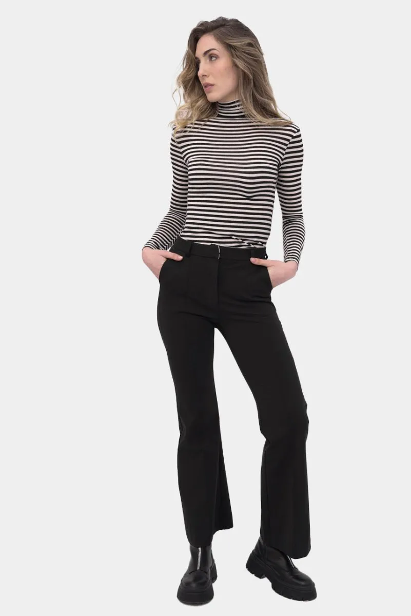 Striped Fitted Cashmere Blend Turtleneck