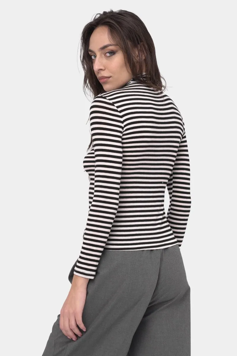 Striped Fitted Cashmere Blend Turtleneck