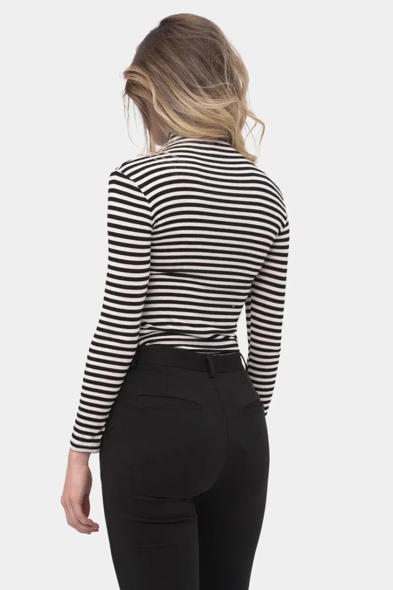 Striped Fitted Cashmere Blend Turtleneck