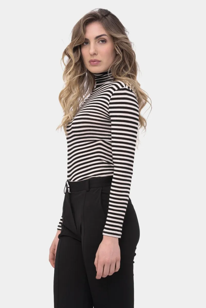 Striped Fitted Cashmere Blend Turtleneck