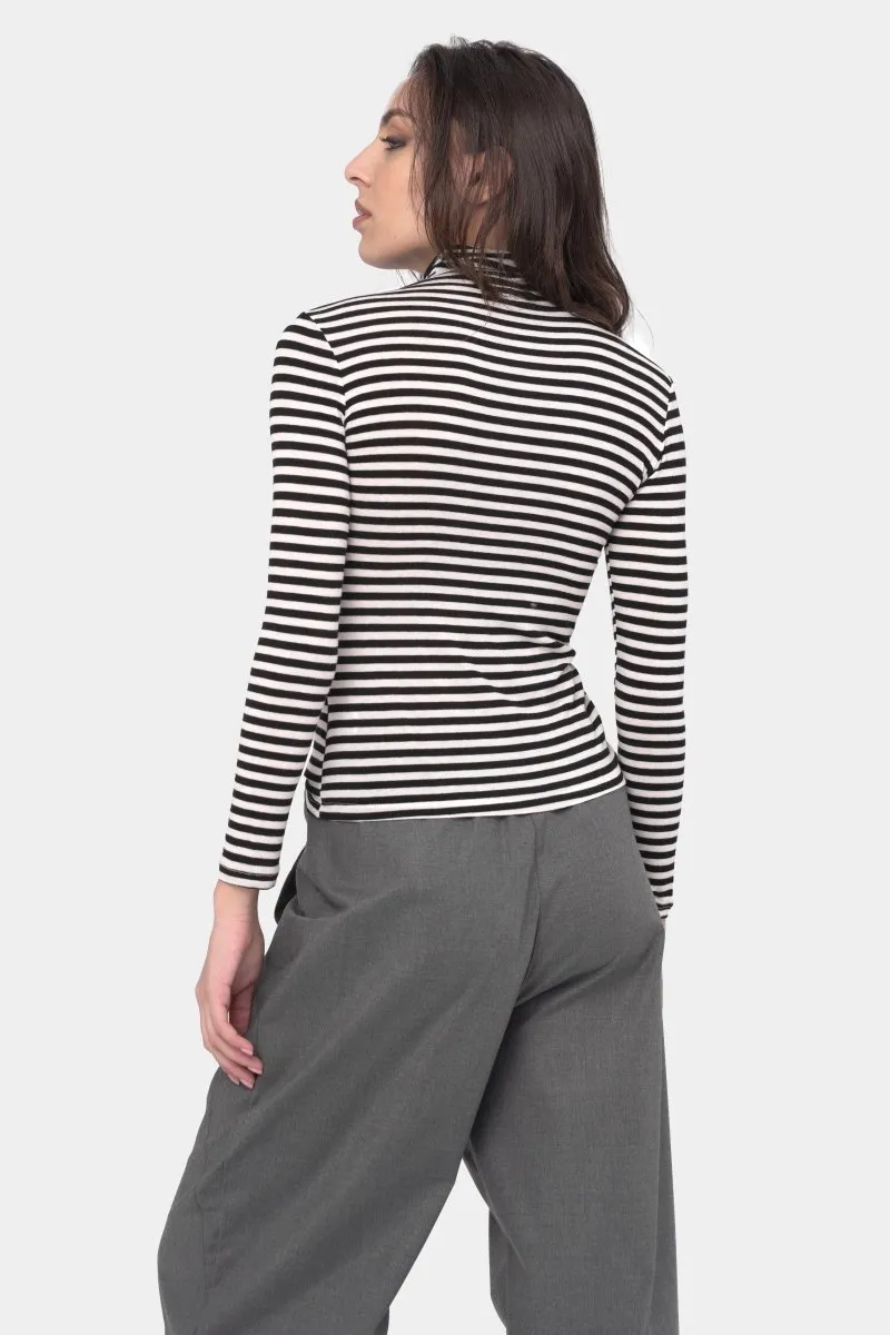 Striped Fitted Cashmere Blend Turtleneck