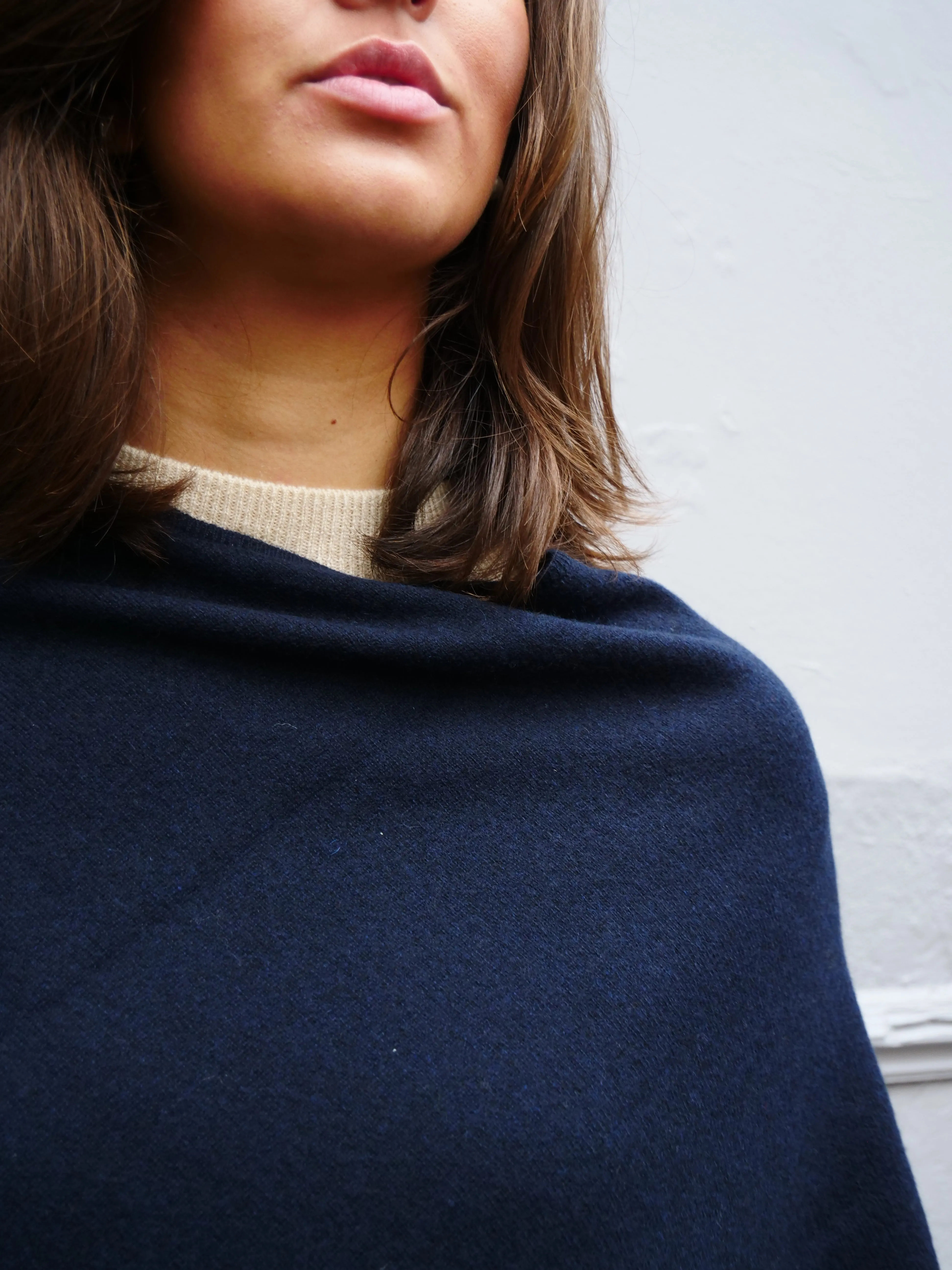 SY-24001 Poncho - 100% Cashmere - Accesories - Dark Blue