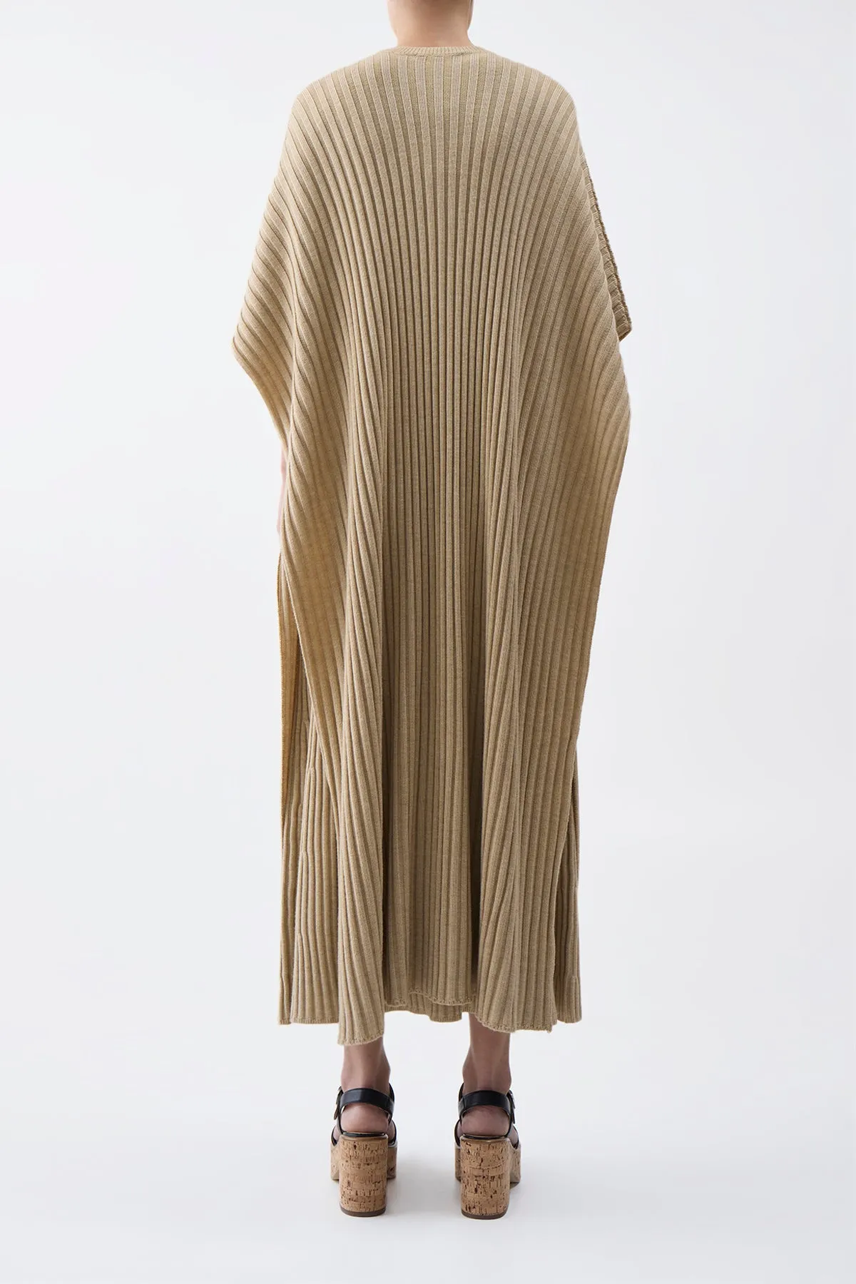 Taos Knit Poncho in Hay Merino Wool Cashmere