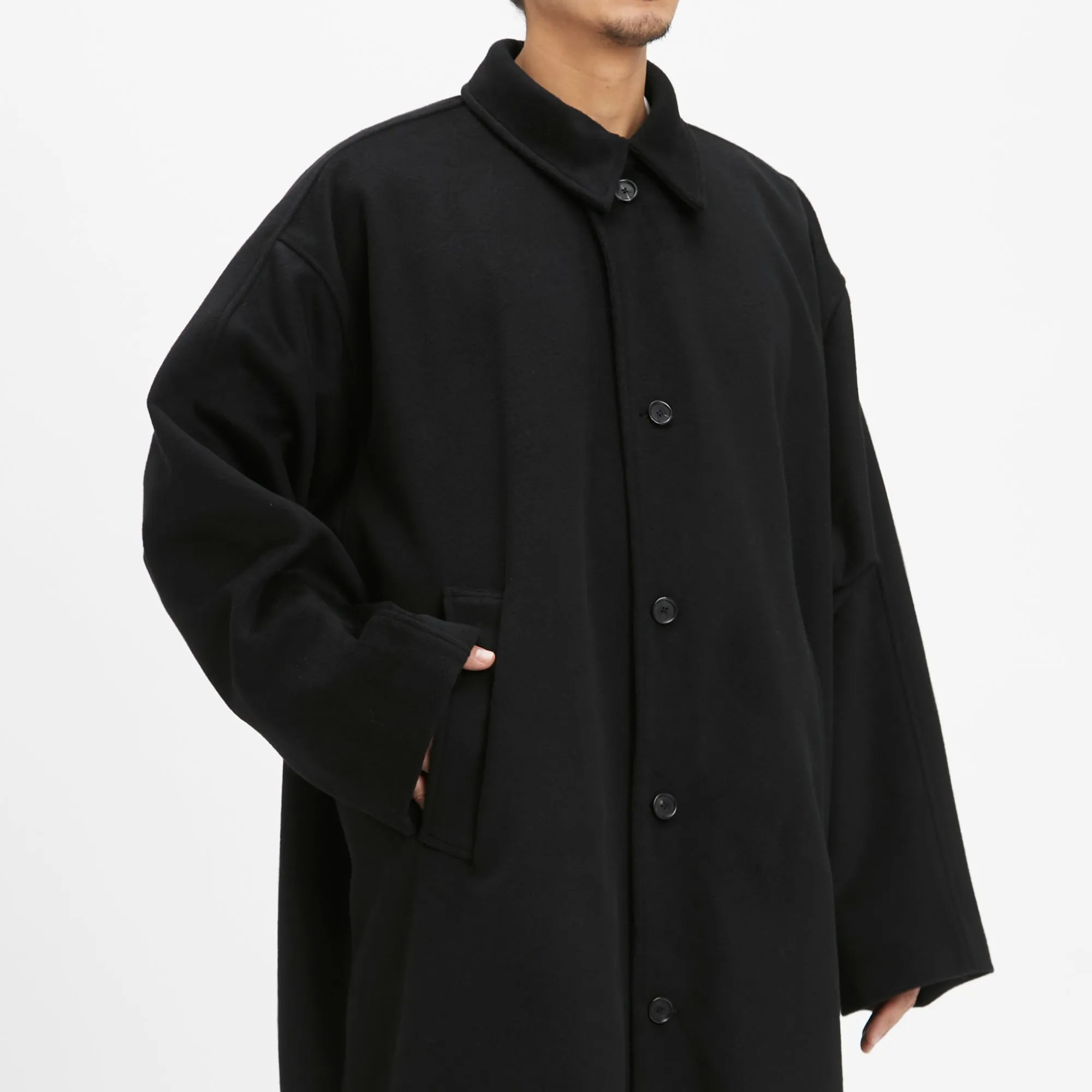 Town Trench Coat - Black Wool