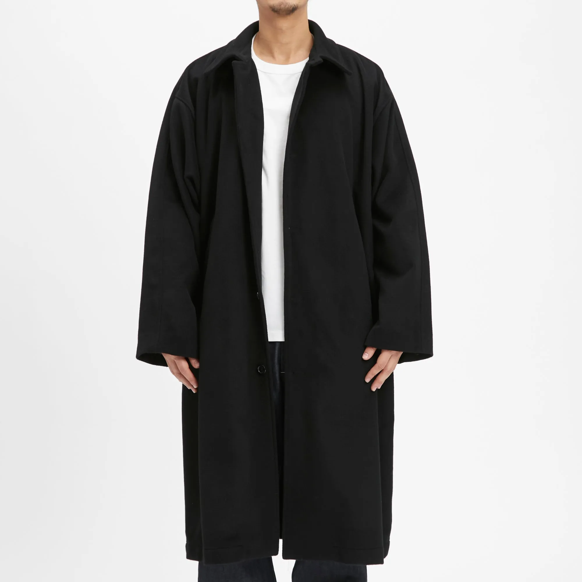 Town Trench Coat - Black Wool