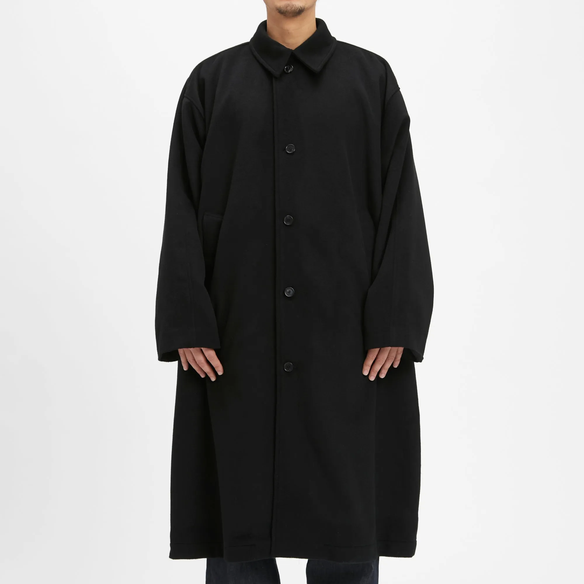 Town Trench Coat - Black Wool