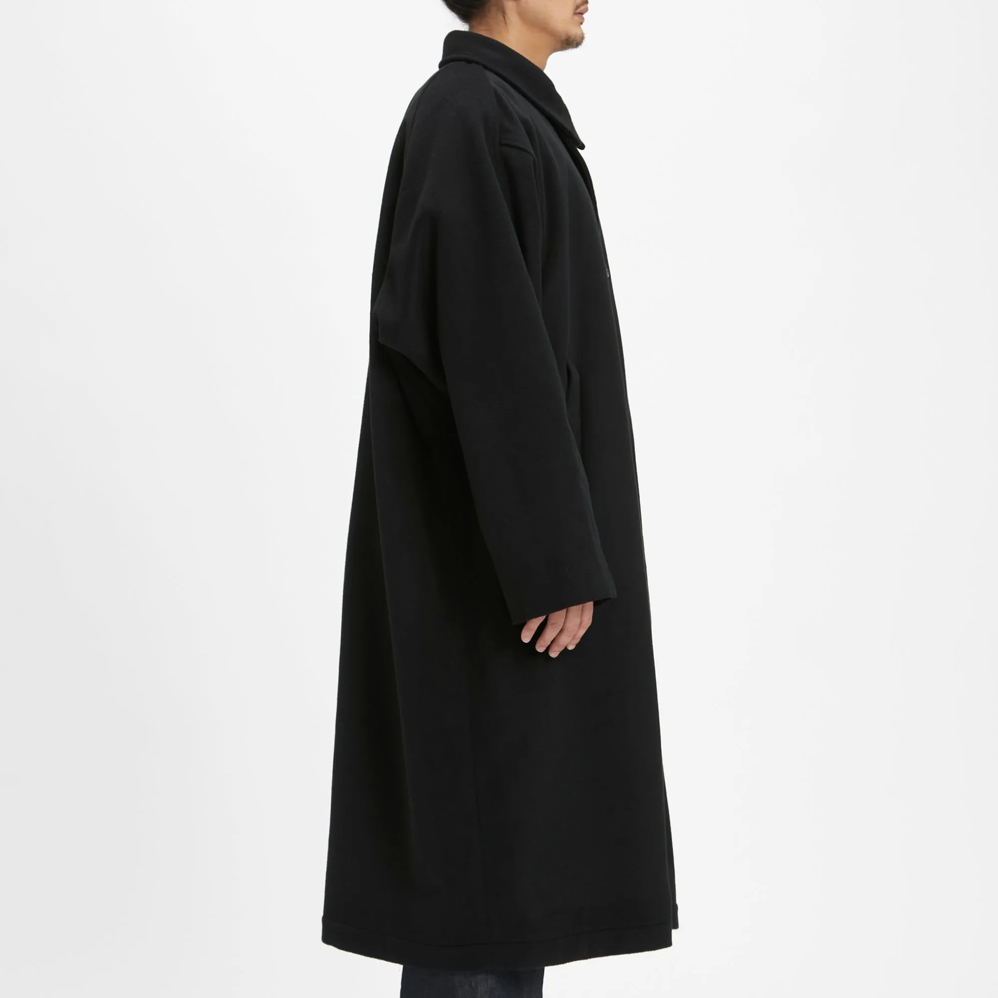 Town Trench Coat - Black Wool