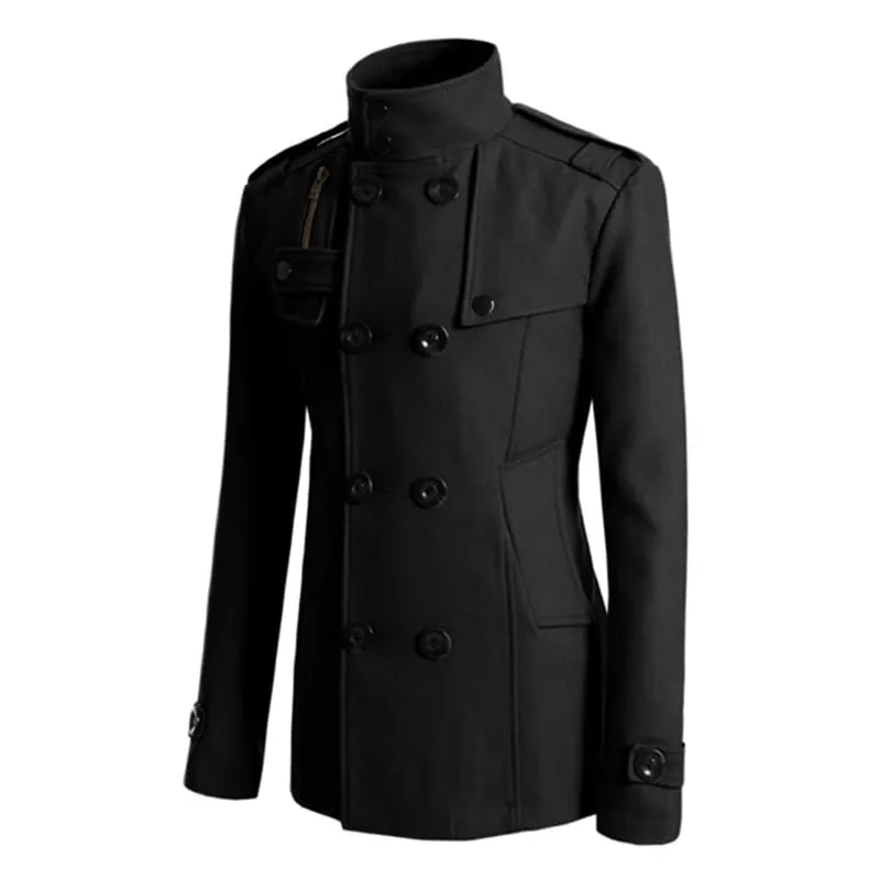 Trench Coat Men Winter Black Jacket Men's Wool Coat Casacos Casual Slim Men's Long Coat Abrigos Para Hombre  - S4777061