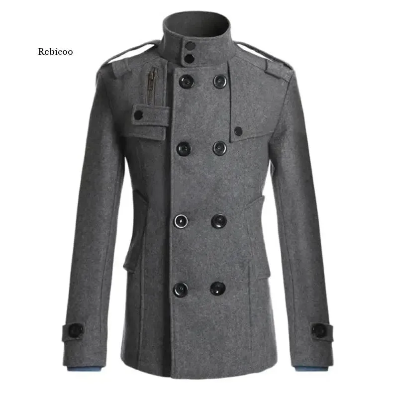 Trench Coat Men Winter Black Jacket Men's Wool Coat Casacos Casual Slim Men's Long Coat Abrigos Para Hombre  - S4777061